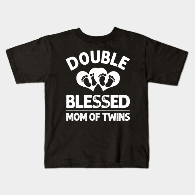 Funny New Mom Of Twins Gift For Women Mother Announcement Kids T-Shirt by tabbythesing960